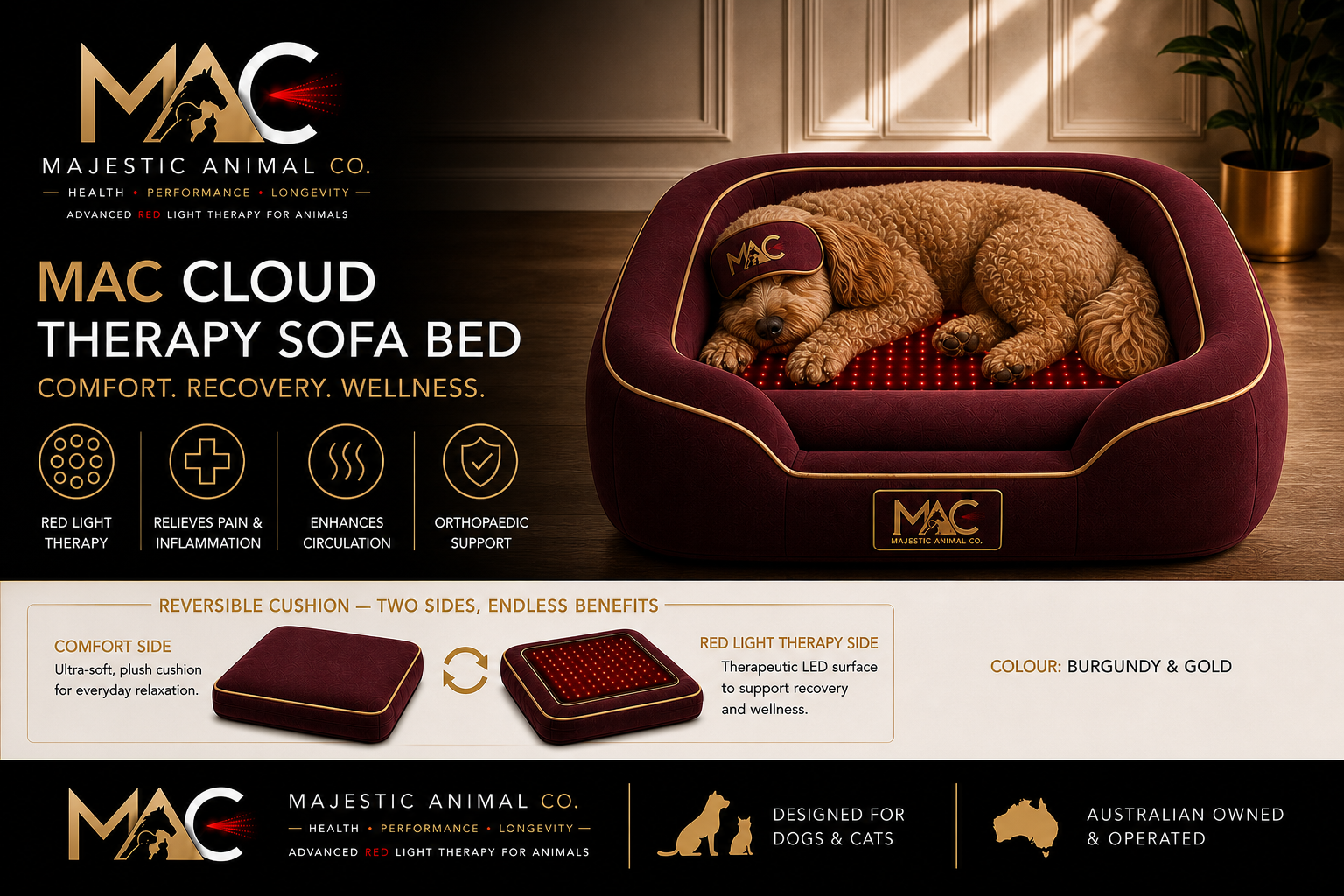 Burgundy and Gold bed
